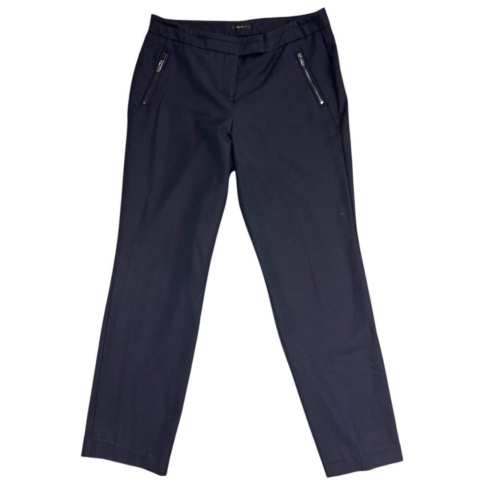 Worthington Navy Straight-Leg Trousers with Zip Pockets